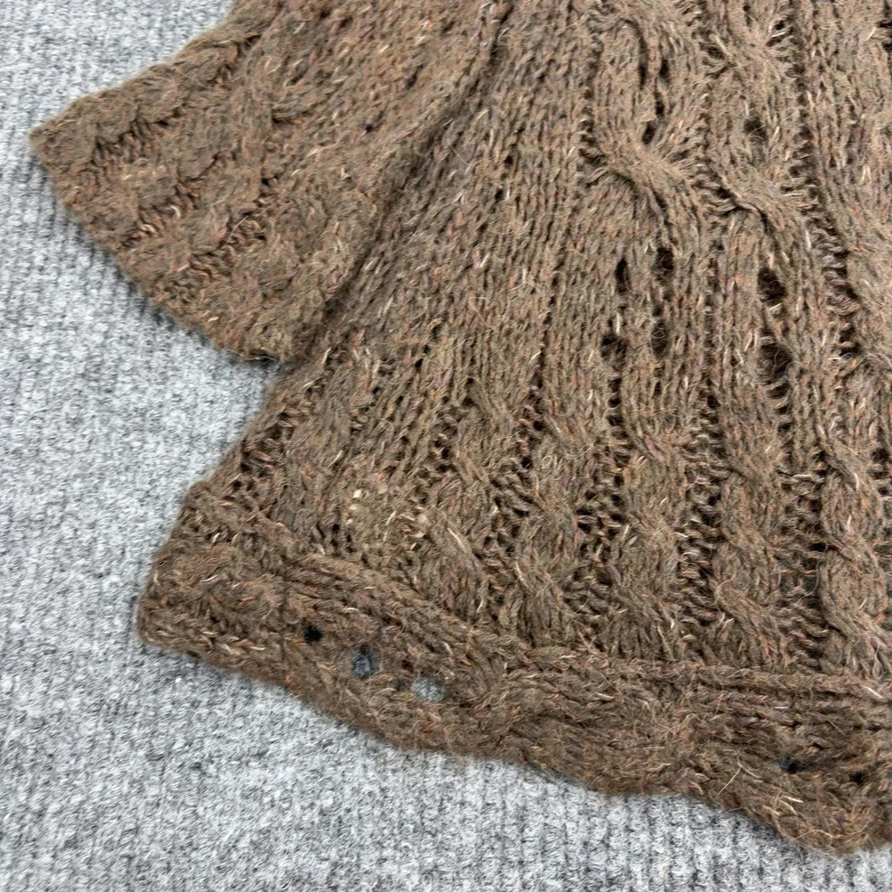 Free People Sweater Womens M Brown Cotton Blend Cable Knit V Neck‎ Boho Style
